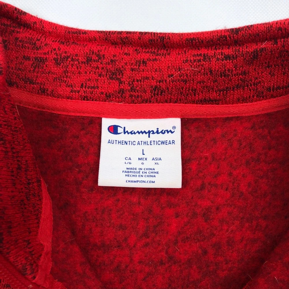 Champion Mens Maryland Terrapins Full Zip Fleece Jacket Red Heathered Large